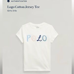 Polo by Ralph Lauren Girl’s 3T White Tee with Blue and Pink Polo Logo, EUC